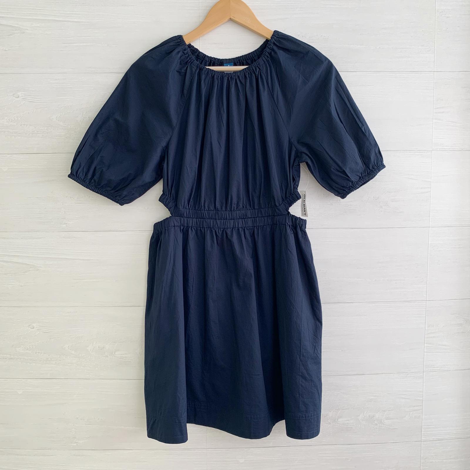 NWT Old Navy – Navy blue cut-out elastic waist cotton short sleeve dress, S