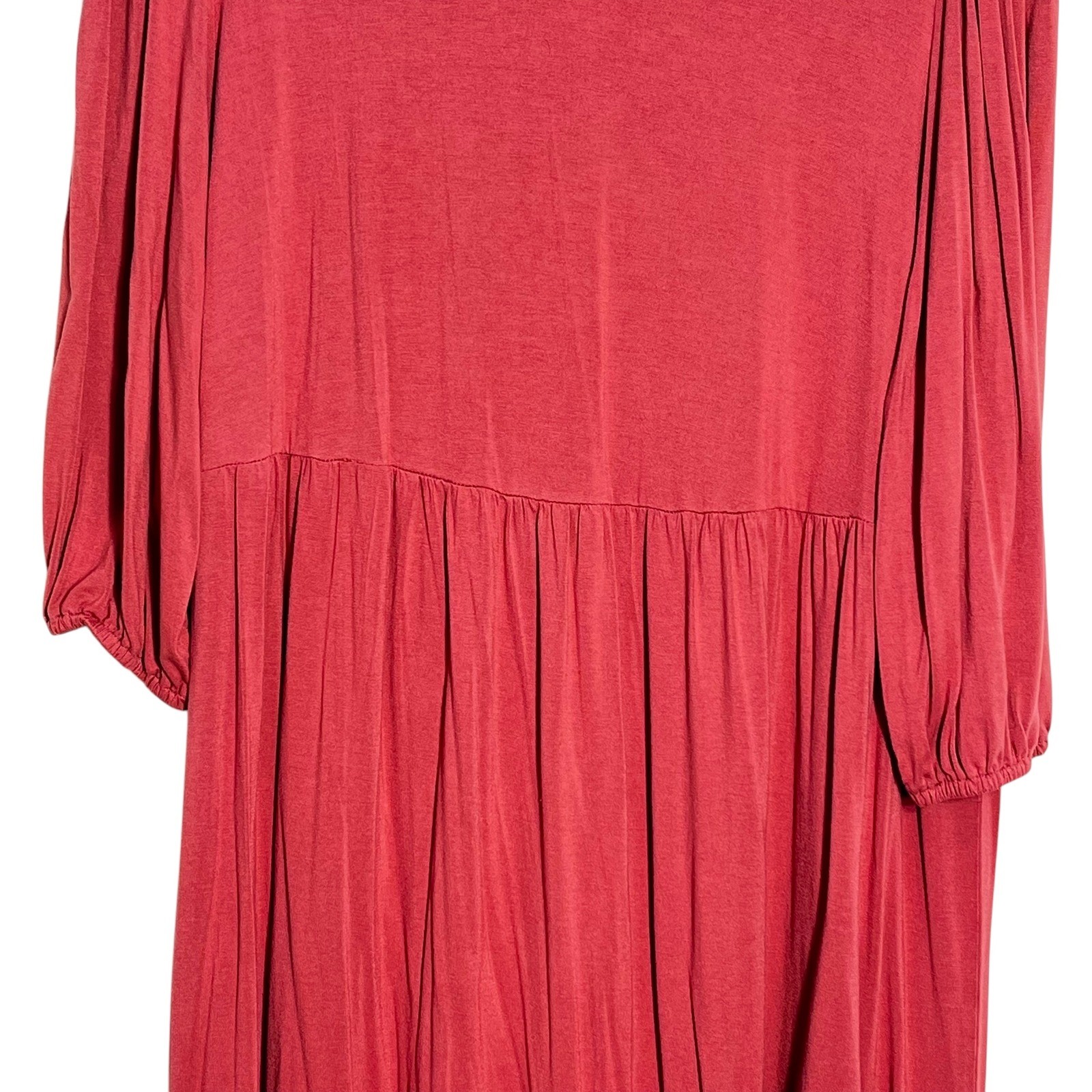 Cato Est 1946 Womens Plus 18/20W Pink Ruffle Neck Tiered Midi Dress 3/4 Sleeve