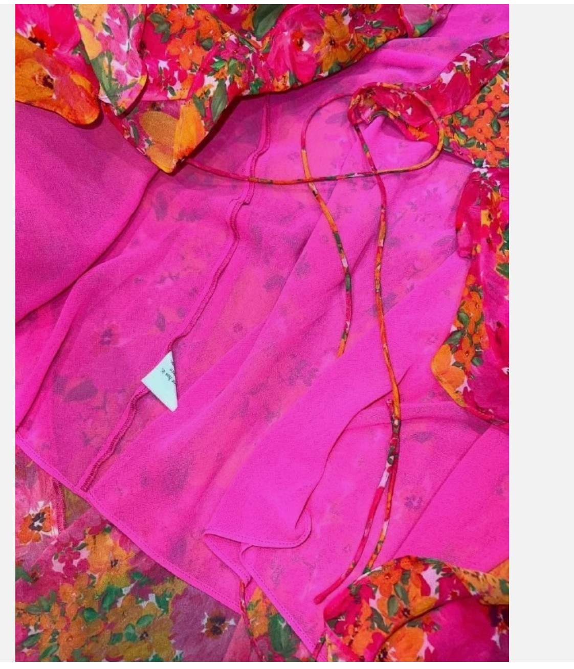Rumored Just Like Heaven Wrap Ruffle Chiffon Y2K Maxi Dress Pink Sz M NWT
