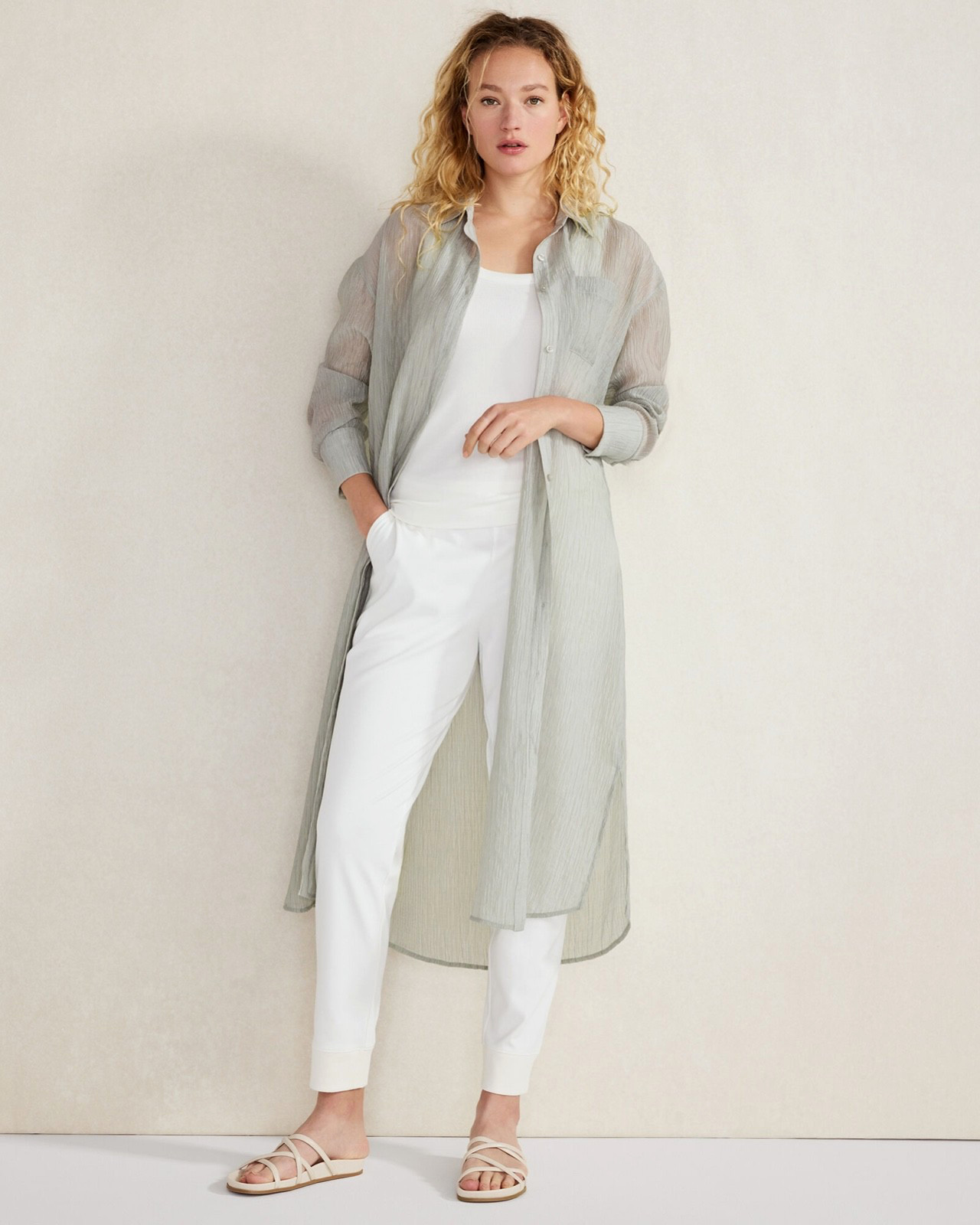 HAVEN WELL WITHIN Women`s Crinkle Button-Down Duster size XXL