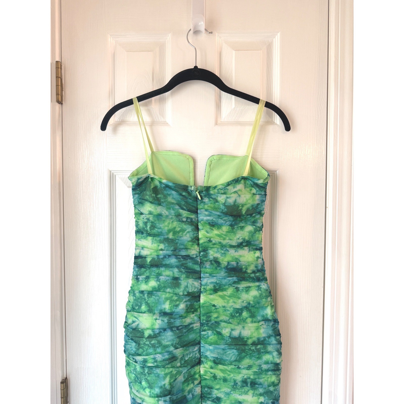ELLIATT Larkspur Printed Mesh U Wire Dress Green Multi Strapless Bodycon XS
