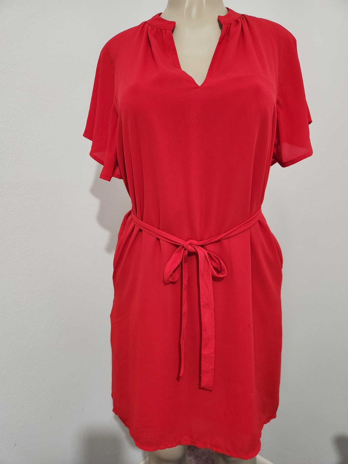 Gag Women’s Poyester Ruffle Sleeve Red Dress Saze XS #5