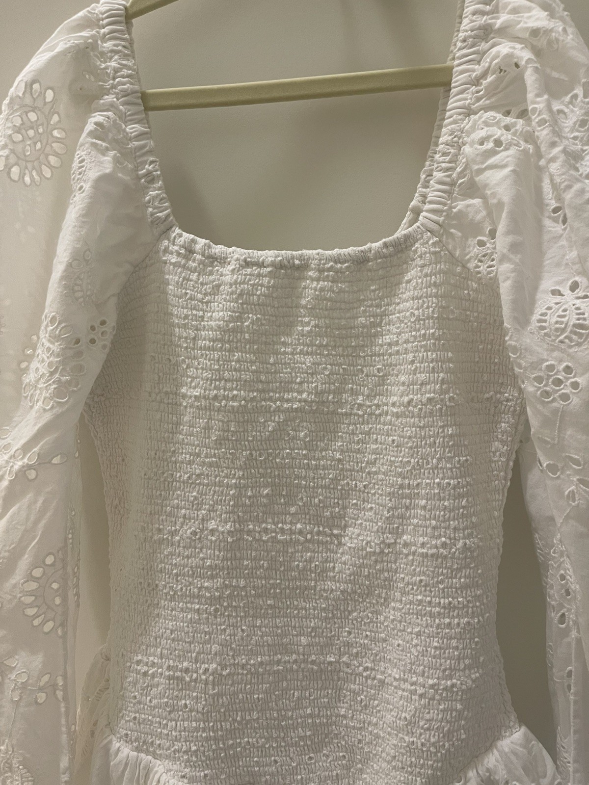 LoveShackFancy Jayce Broderie Anglaise Mini Dress Antique White Small $485