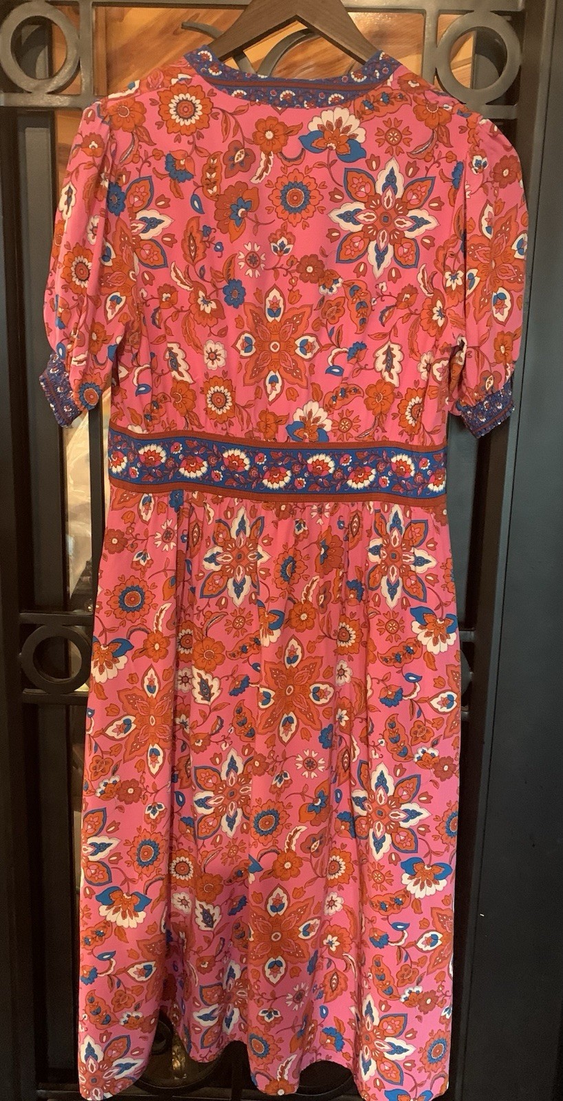 Boden Womens Elsa Midi Tea Dress Boho Pink Floral Size 10R NWOT