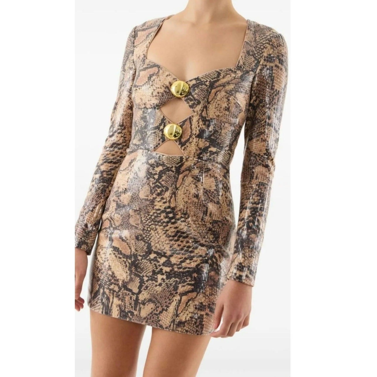 Rebecca Vallance Bellis Snakeskin-Print Mini Dress US 6 NEW