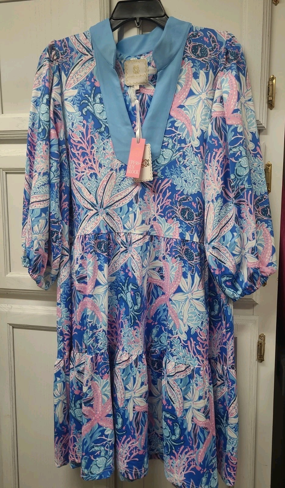 SIMPLY SOUTHERN Contrast Reef Dress UPF 50+ Blue NEW