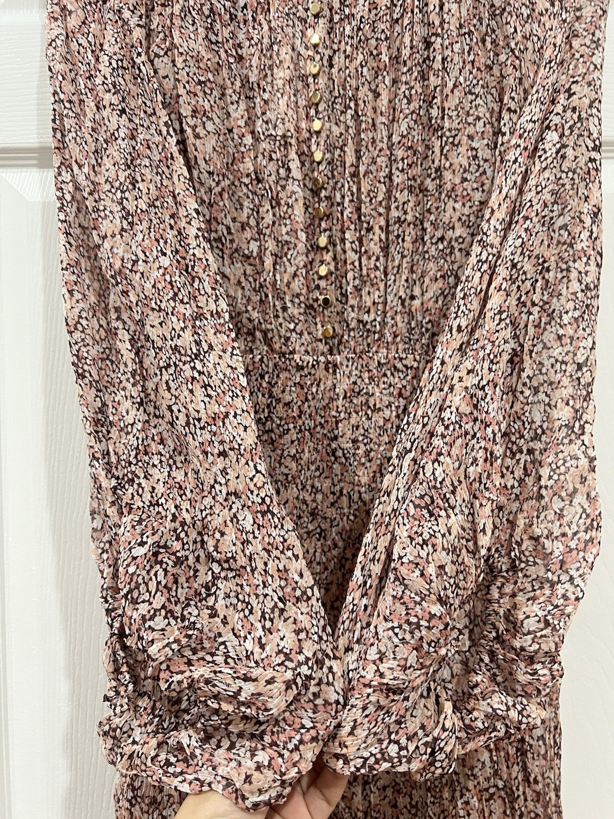 Shona Joy Sofia Button Up Ruched Midi Dress Floral Rouge Multi Size US 2