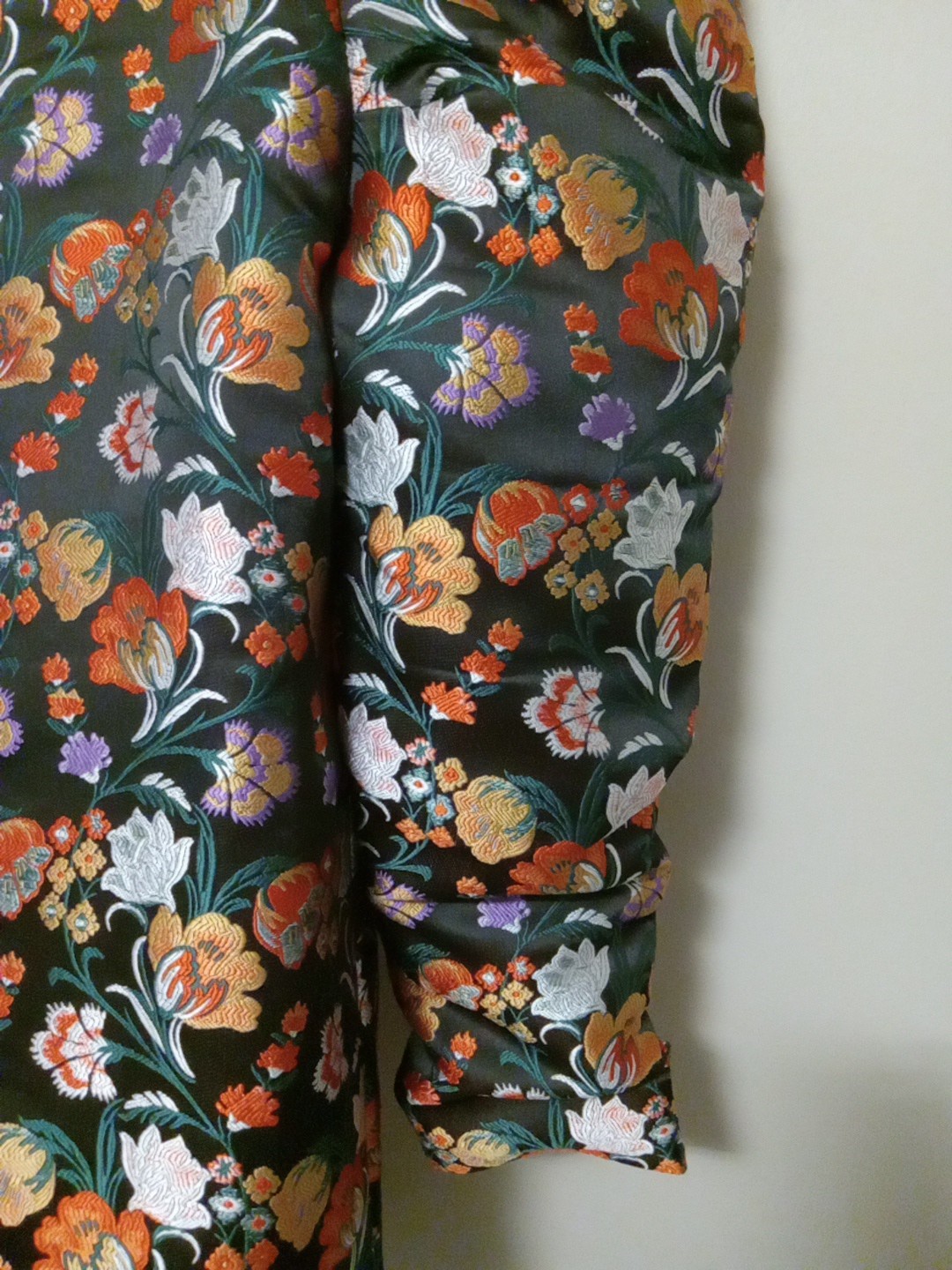 Lost Ink Women Black Multicolor Floral Ruch Mutton Sleeve Dress Size Small