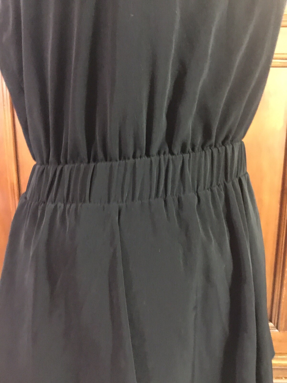 BCBG Generation Dress Solid Black Full Zip And Tie Back Cute Skirt Layer Elastic