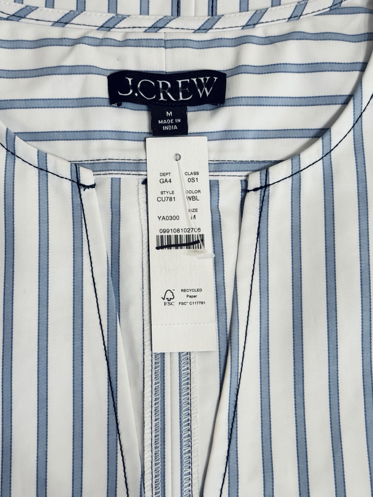J.Crew Patch-pocket pullover dress in striped structured cotton poplin size M