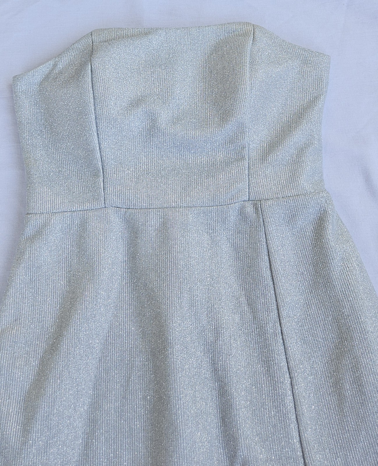 Jump Apparel Strapless Glitter Ombre Maxi Dress Silver Pink XS Juniors Slit