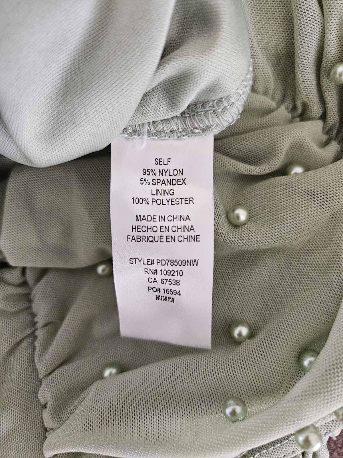 Windsor Not Your Average Pearl Mesh Midi Dress Sage Green Size M