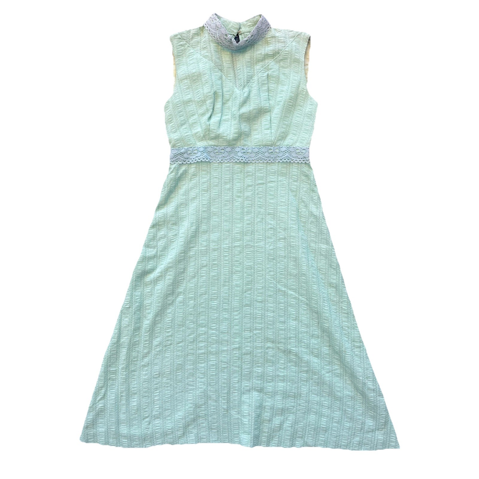 Handmade Hand Sewn 2006 Mint Green Lace Dress, Women’s Small (4)