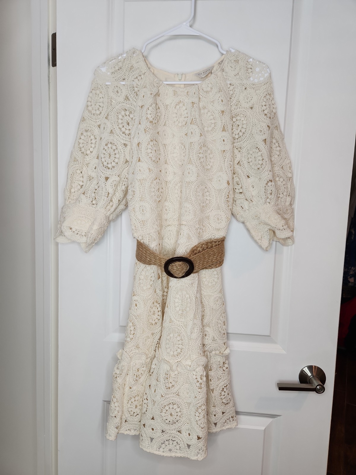 Ted Baker Susena Cream Crochet Lace Lined Mini Dress Sz 12 Women’s Lined