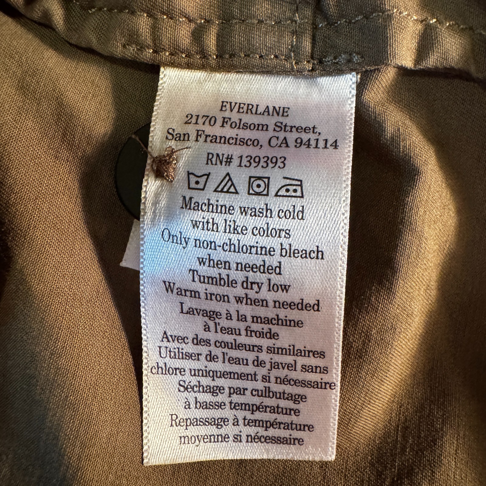 EVERLANE 2026 Easy Workwear Dress Olive Green Oversized Women’s Size Small