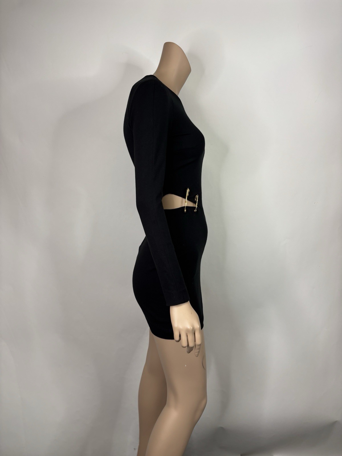 Versus Versace Black Safety Pin Long Sleeve Mini Dress IT 40