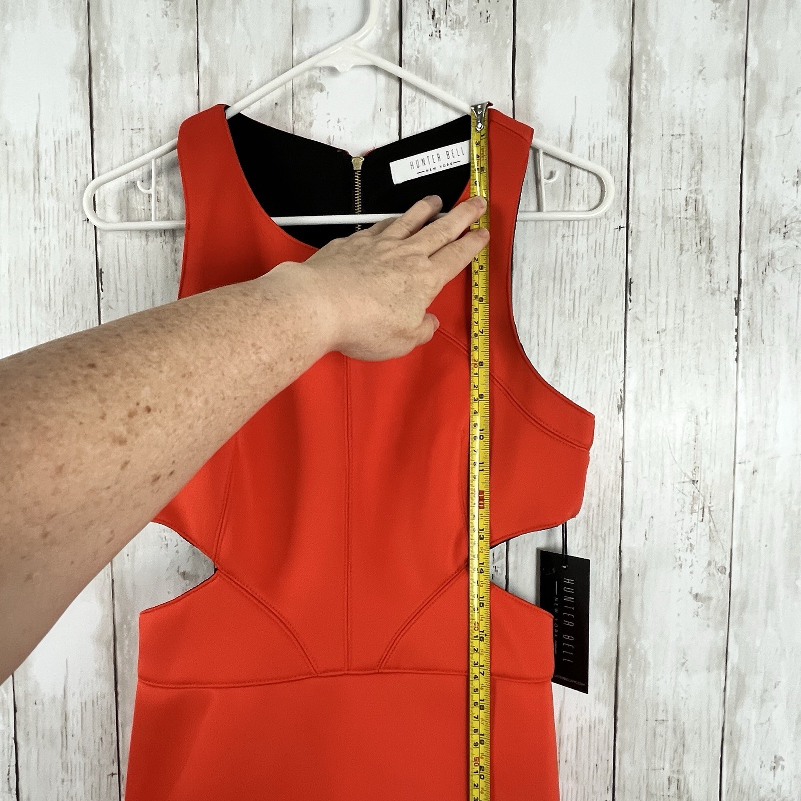 NWT Hunter Bell Porter Cutout Sheath Dress Size 8 Orange Scuba Neoprene Bodycon