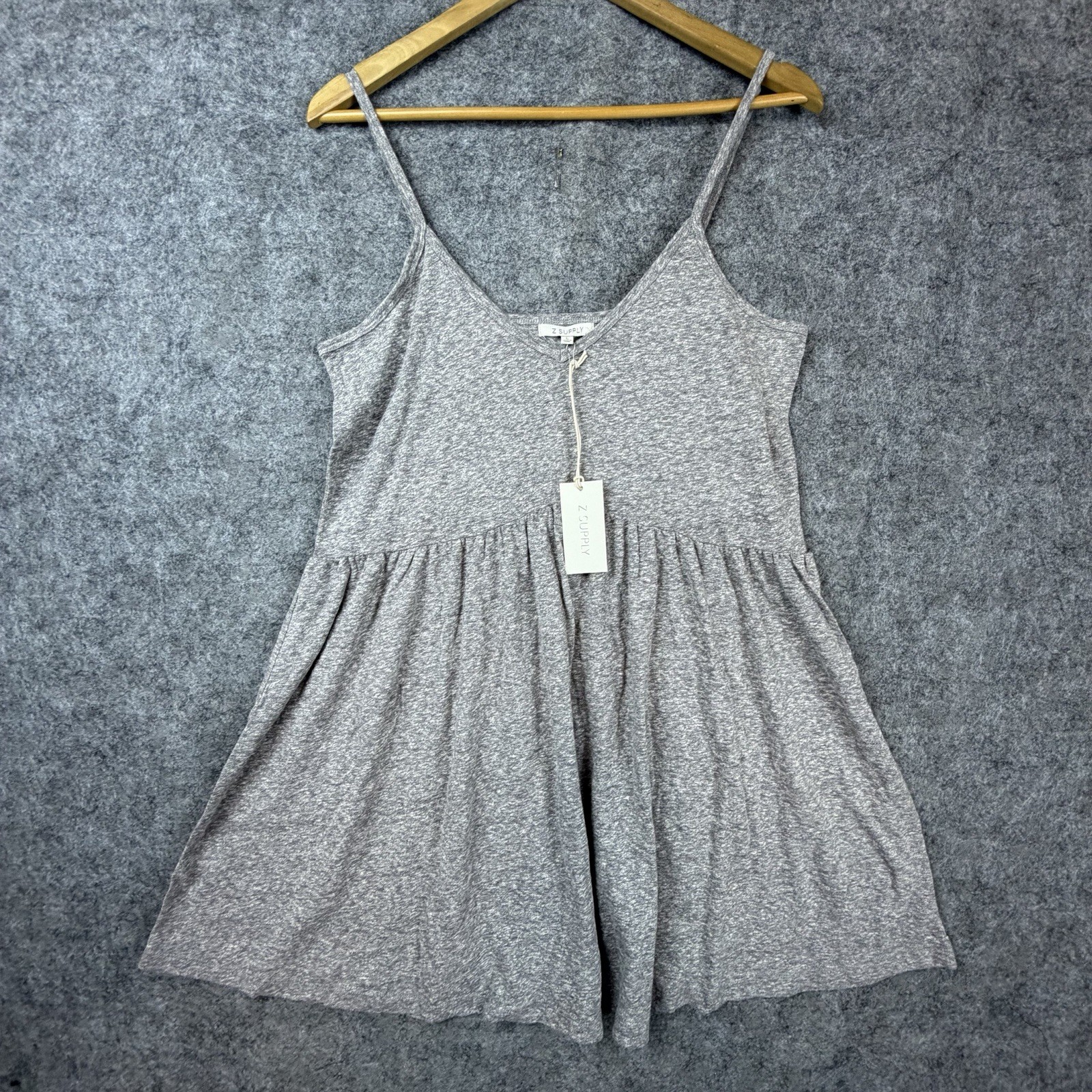 Z Supply Babydoll Mini Dress Womens Large Heather Grey Basics Boho Lounge
