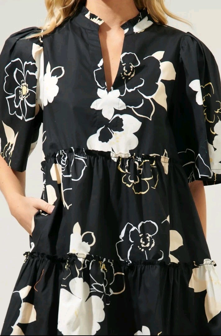 Sugarlips Cairan Rose Floral Dixie Split Neck Shift Dress NWT Size XL Cotton