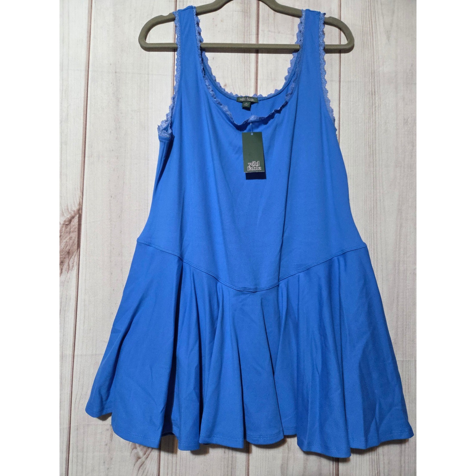Wild Fable Royal Blue Lace Trim Active Dress Skort Romper XL NWT