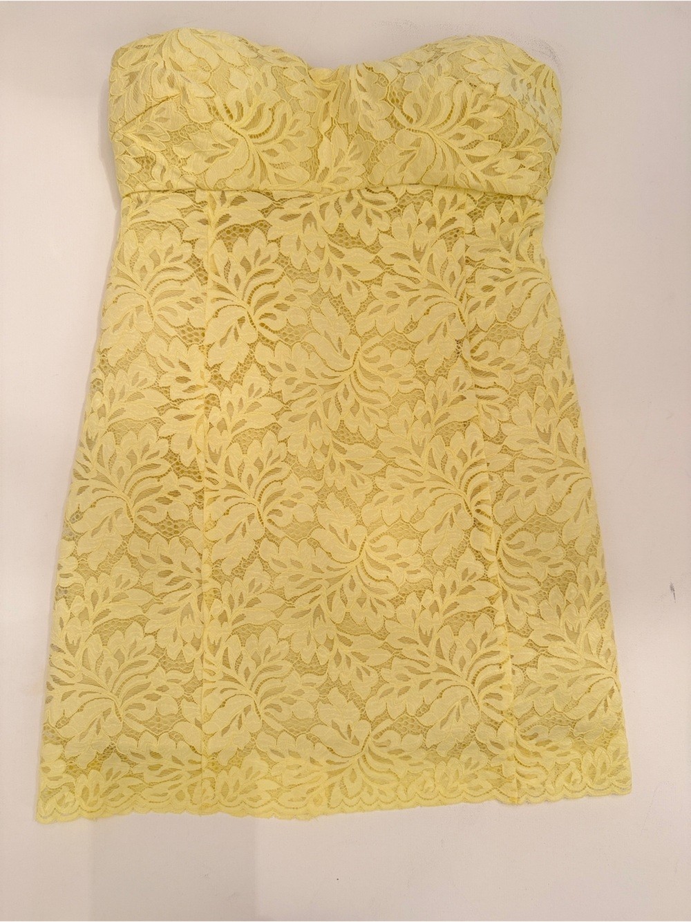 MNG Mango Yellow Lace Strapless Mini Dress NWT Size Medium