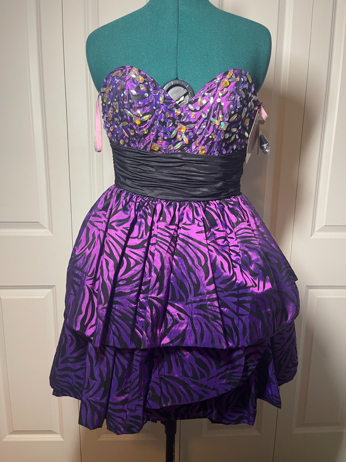 blush prom by alexia “beaded animal” purple zebra y2k mcbling rhinestone size 6