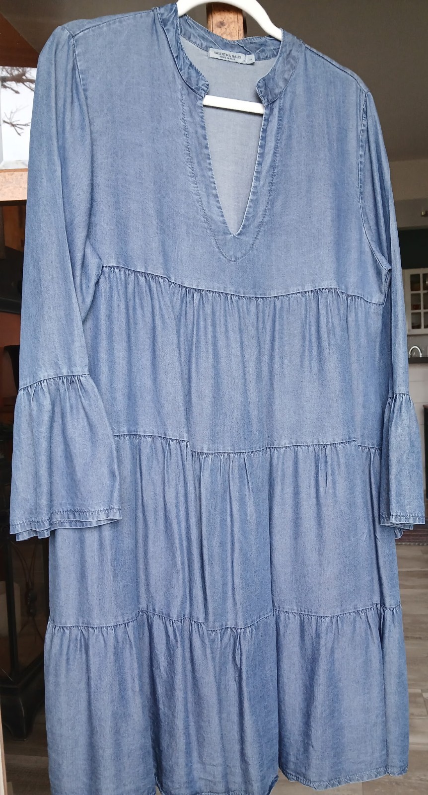 Valentina Naldi Dress. Large, Blue, Chambray. Made In Italy