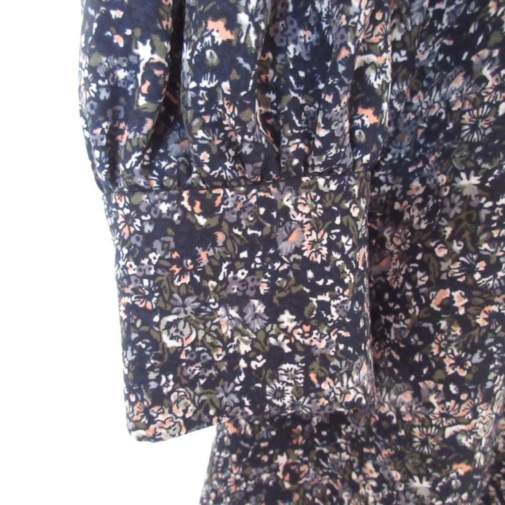 OPAQUE.CLIP floral print long-sleeved shirt dress, size M, navy Women USED