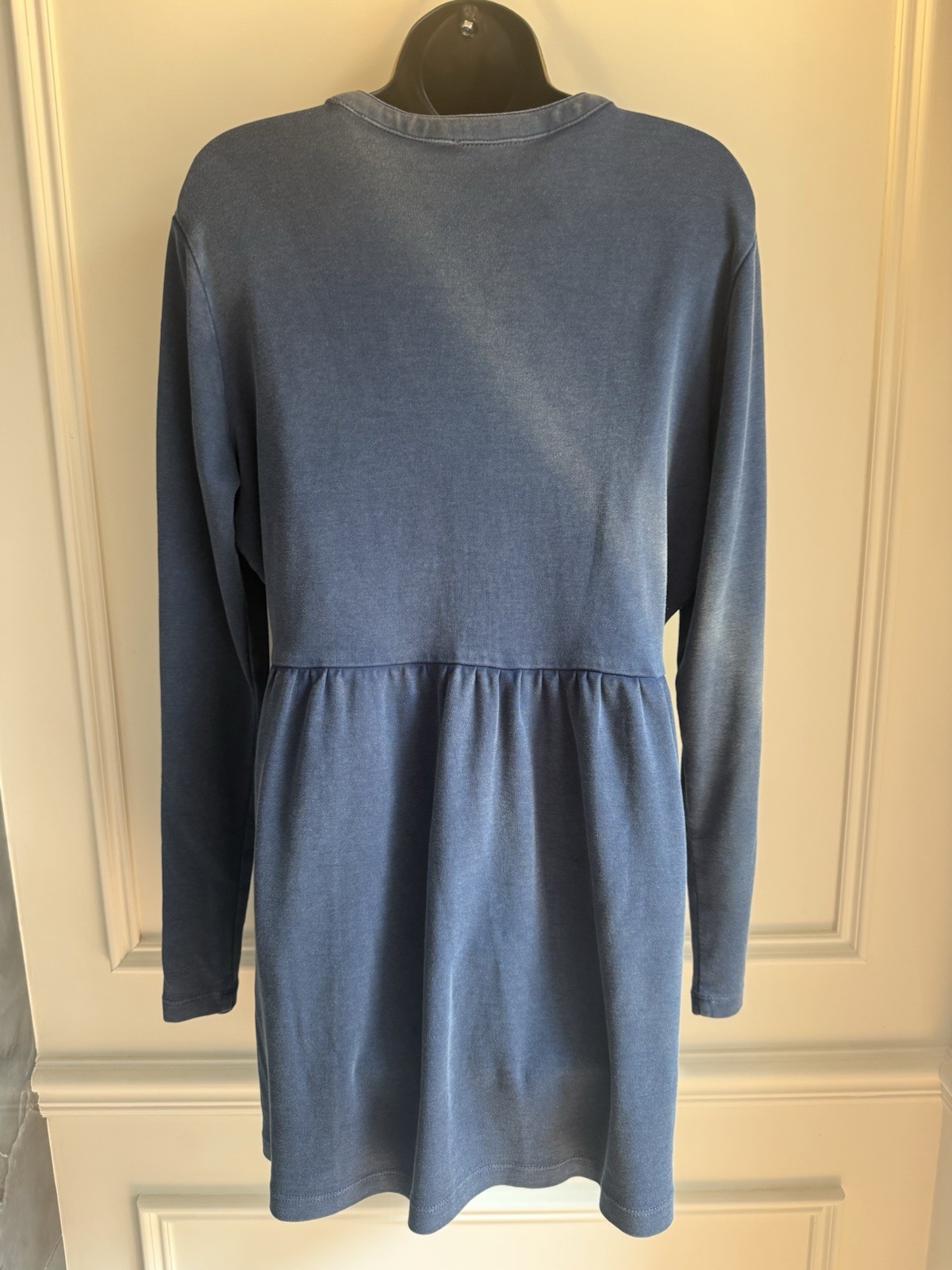 Joe Browns Blue Embroidered Button Front Jersey Dress Boho UK 16 Long Sleeve