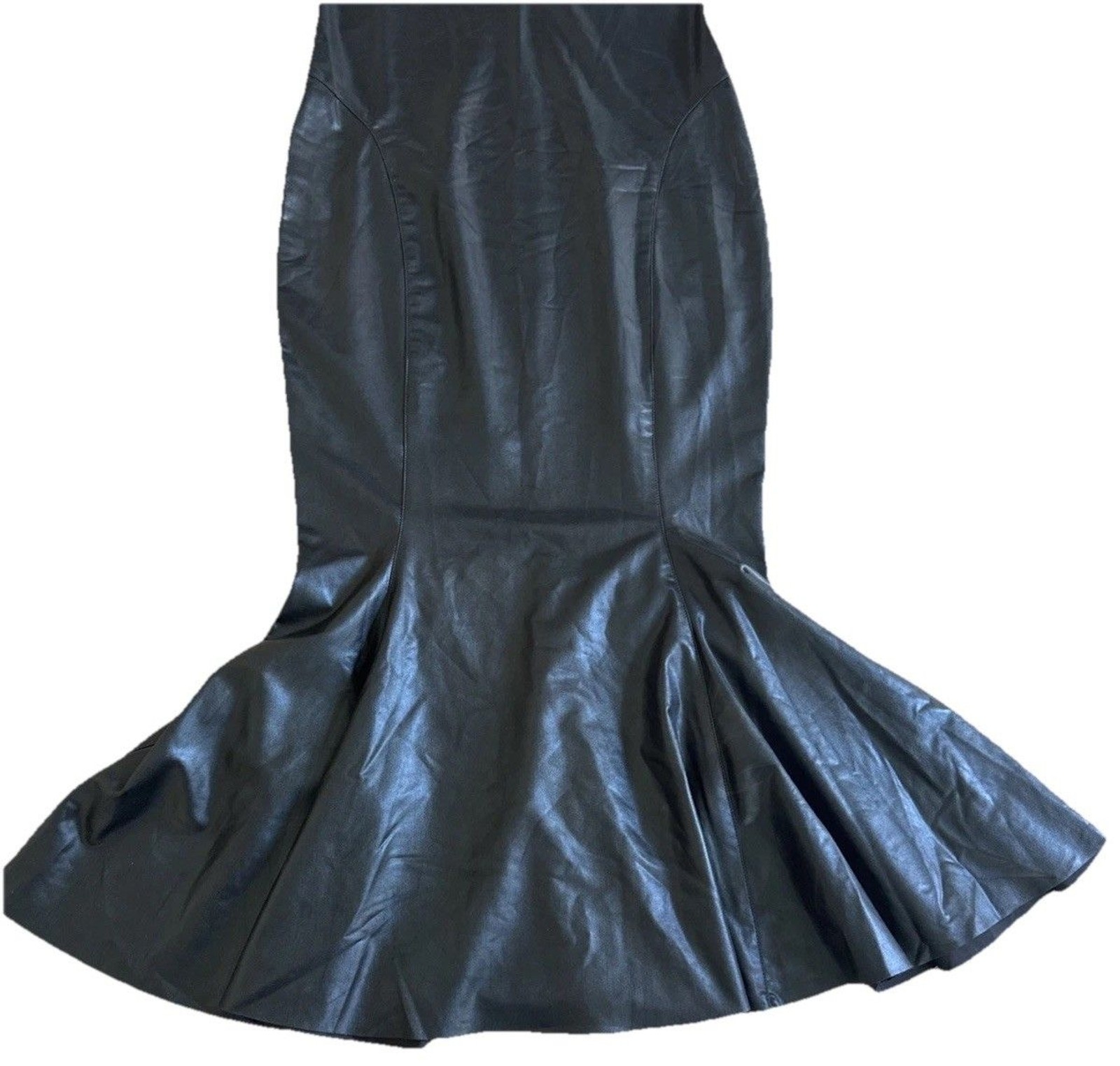 Norma Kamali Black Fishtail Midi Dress Women M Sleeveless Sheen Evening