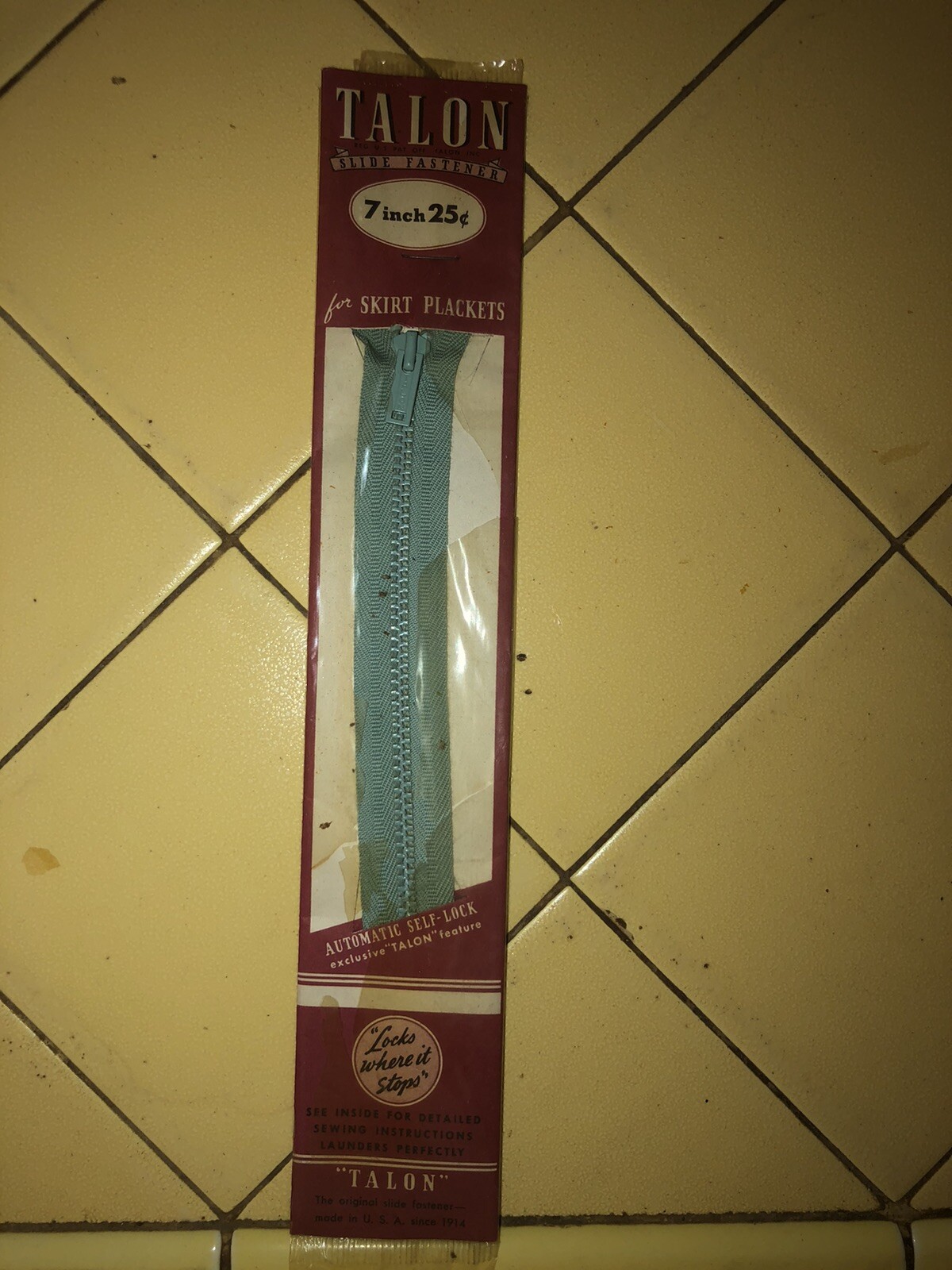 *New* 1950’s slide fastener Baby Blue 7 inch neck openings sleeves, pockets