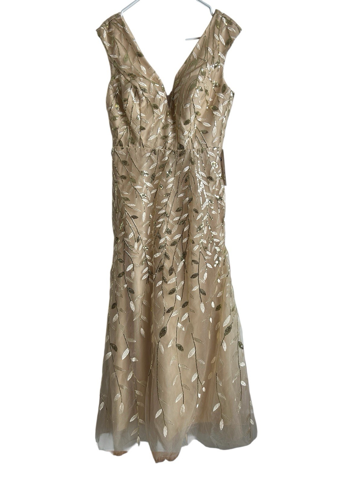 Formal Ball Prom Full Length Sleeveless Mermaid Gown Taupe New Size 8-10 M 5964