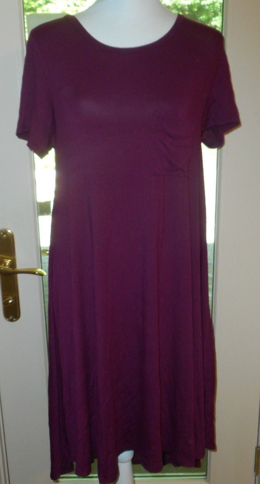 LULAROE Sz XS Purple Pocket In The Front Short Sleeve Shift T Shirt Dress