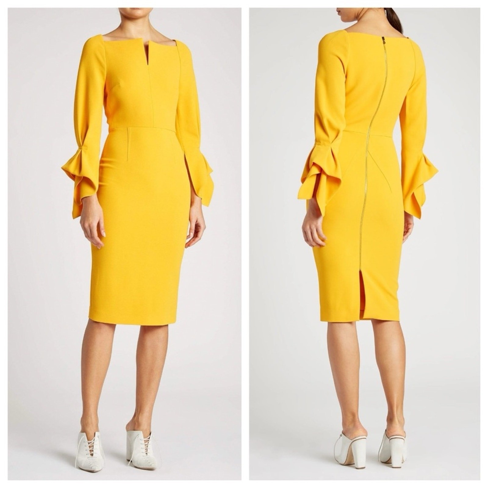 Roland Mouret Rosslare Dress (Sz US 8) Crepe Sheath Midi Navy Blue