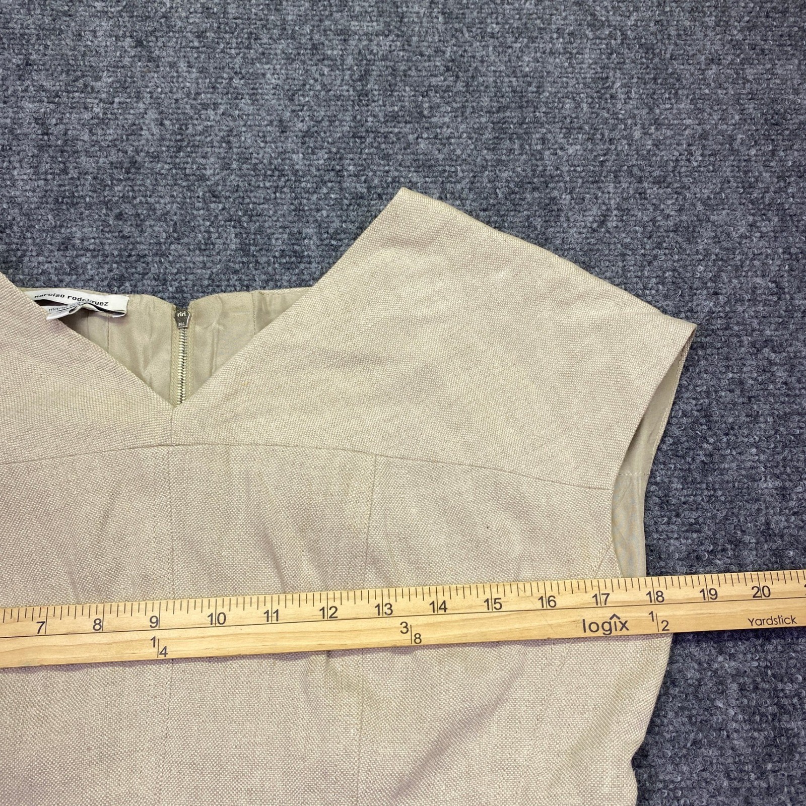Narciso Rodriguez Tan Linen Silk Lined High Low Sheath Dress Made in Italy 42