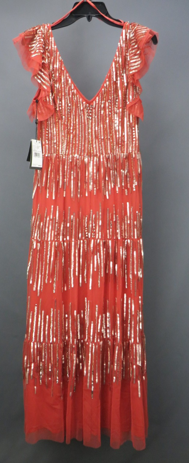 Adrianna Papell Beaded Mesh Tiered Dress MSRP $299 Size 10 # 12A 2577 Blm
