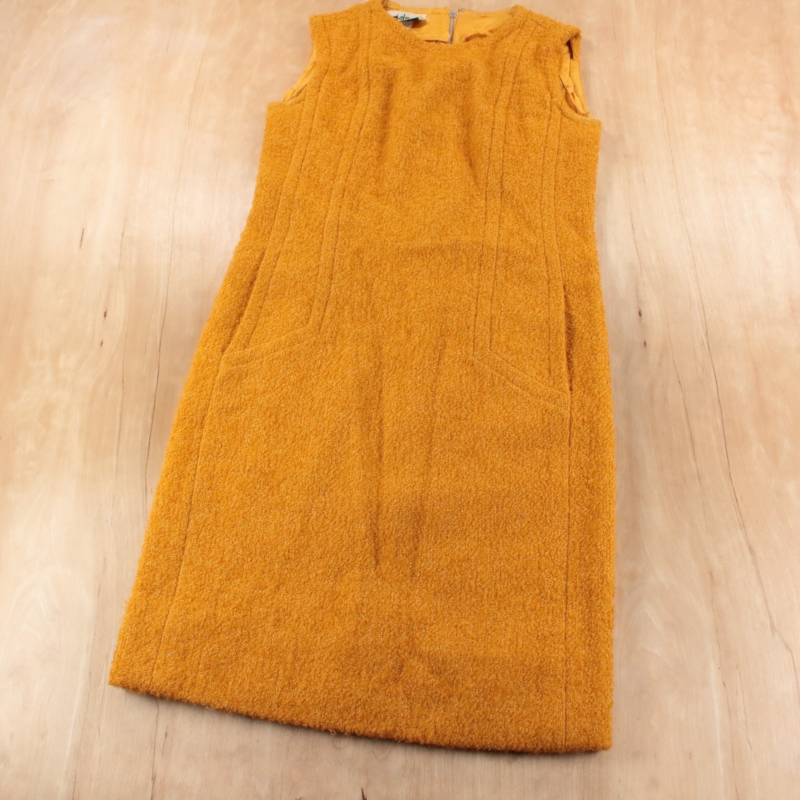 ANDREA GAYLE mohair pencil wiggle shift midi dress fits SMALL vtg 60s 70s mod