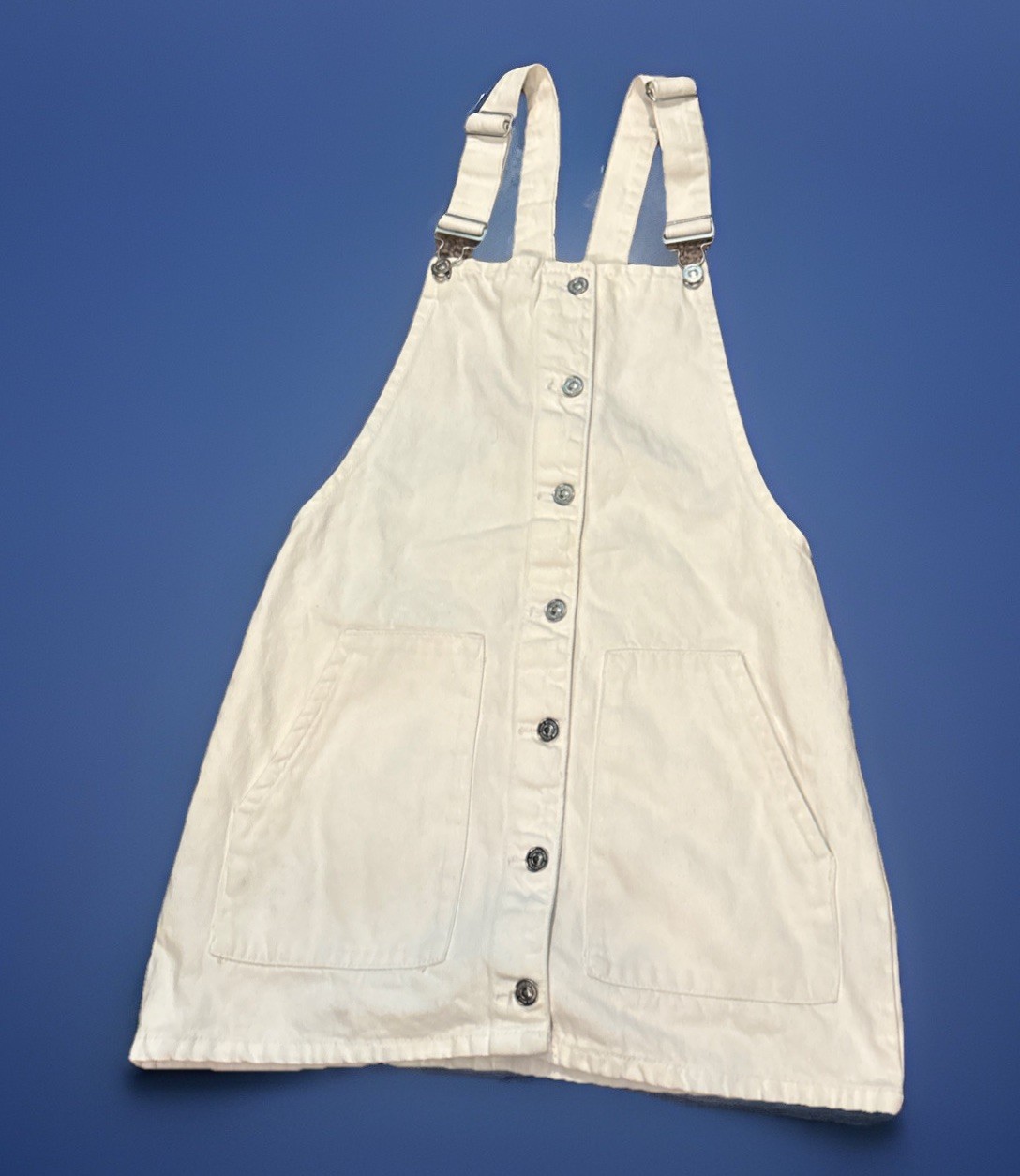 Rare NWOT Jennyfer Women’s Sz 26in White Denim Overall Dress Sexy Beach Festival