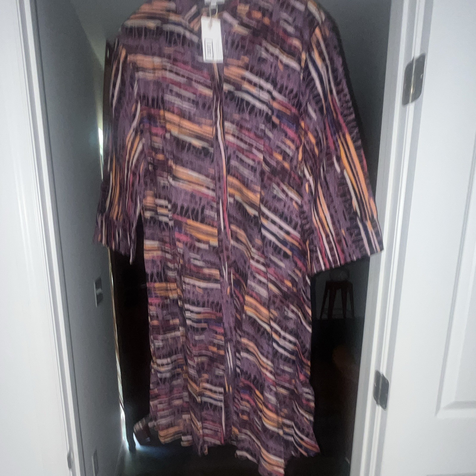 Zuri Women’s Plus 1X Purple Black Multicolor Abstract Collared 3/4 Zip Dress