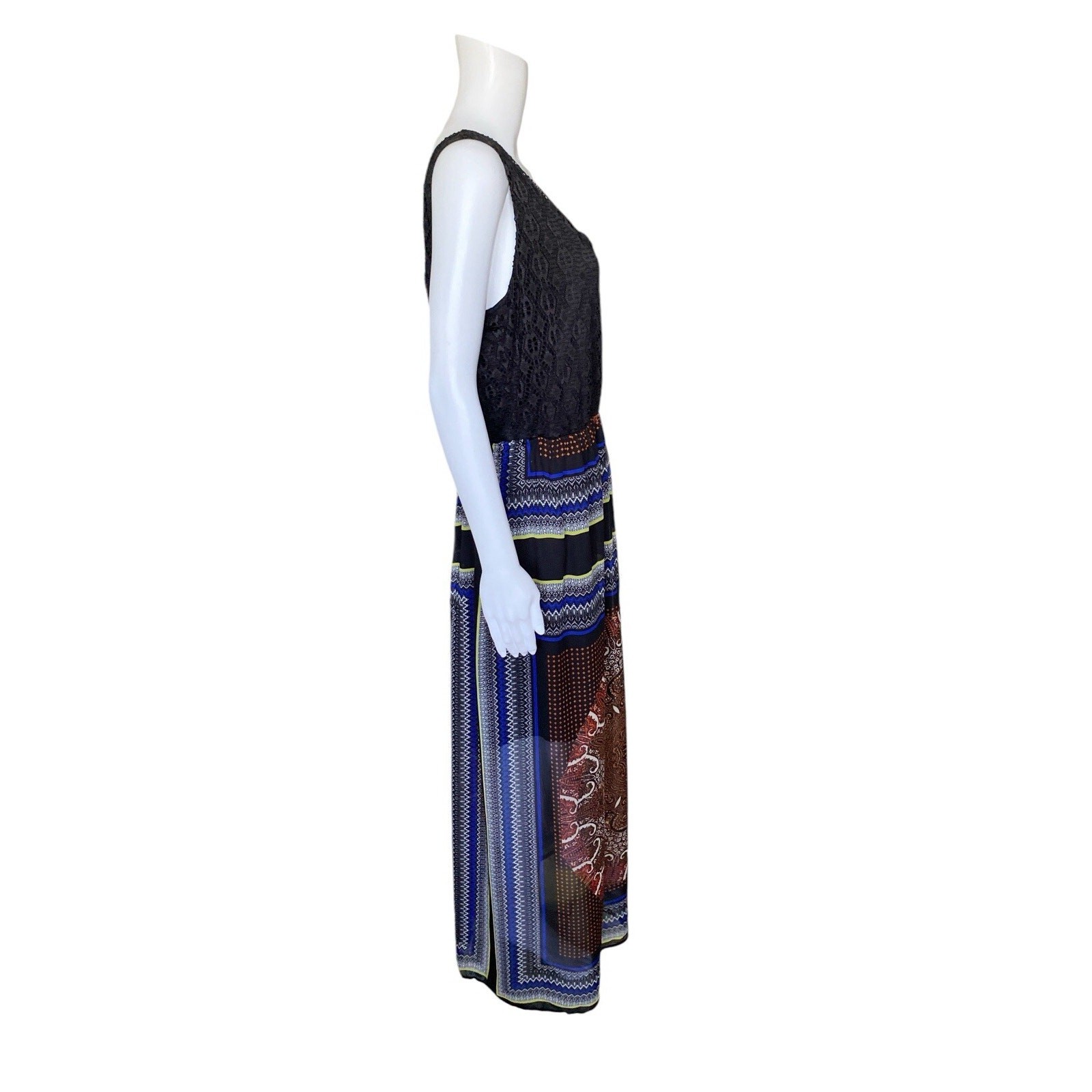 AUW Womens Size Large Bohemian Tribal Print Sleeveless Tank Maxi Dress