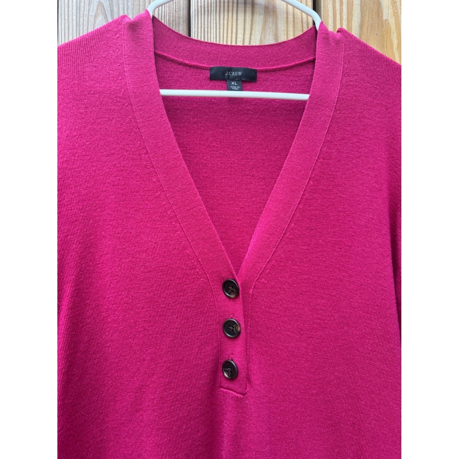 J Crew Womens Pink Merino Wool Blend Henley V-Neck Sweater Dress XL