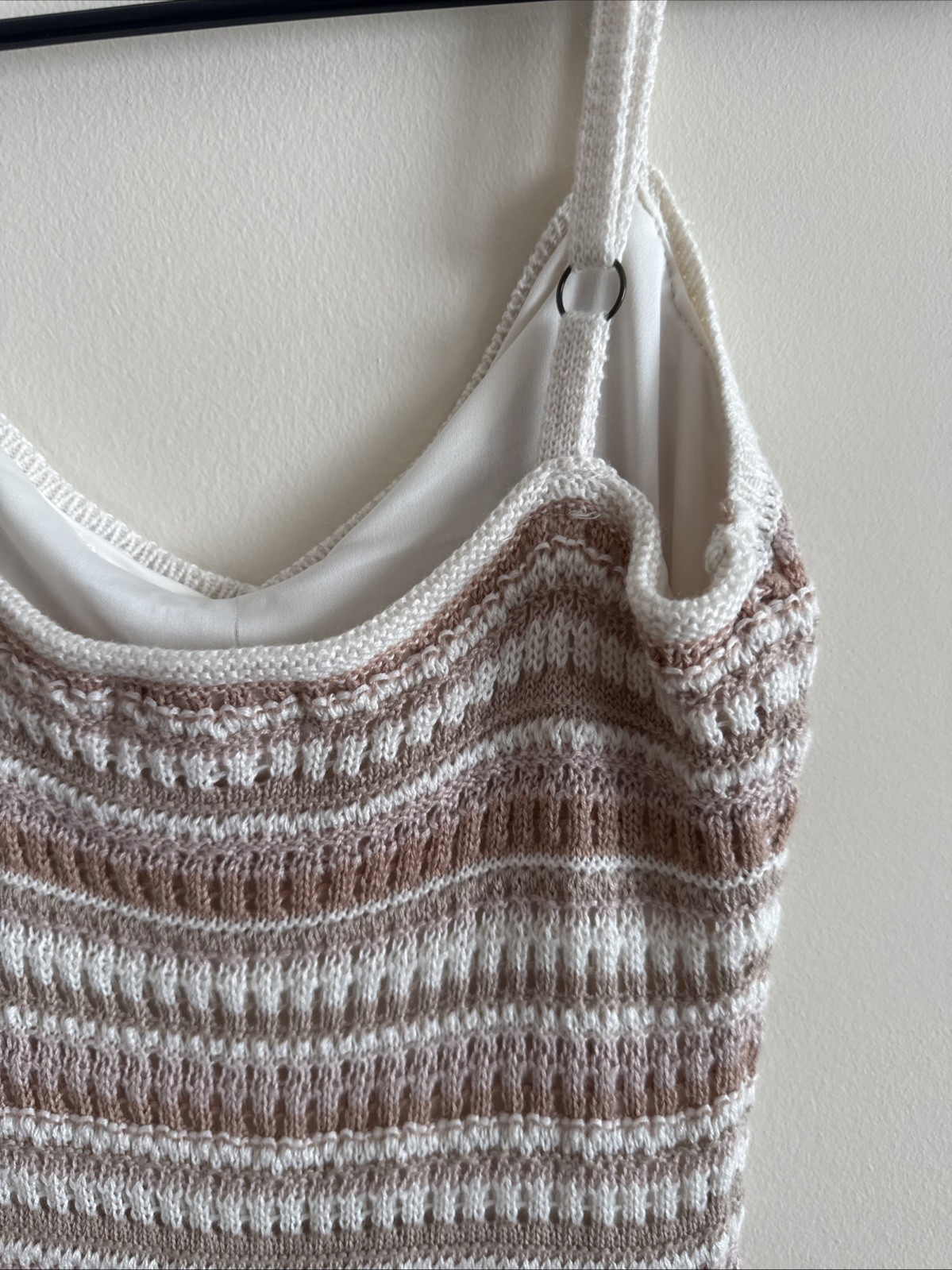 Olive + Oak Striped Knit Midi Tank Dress XS Acrylic Polyester Brown Pink