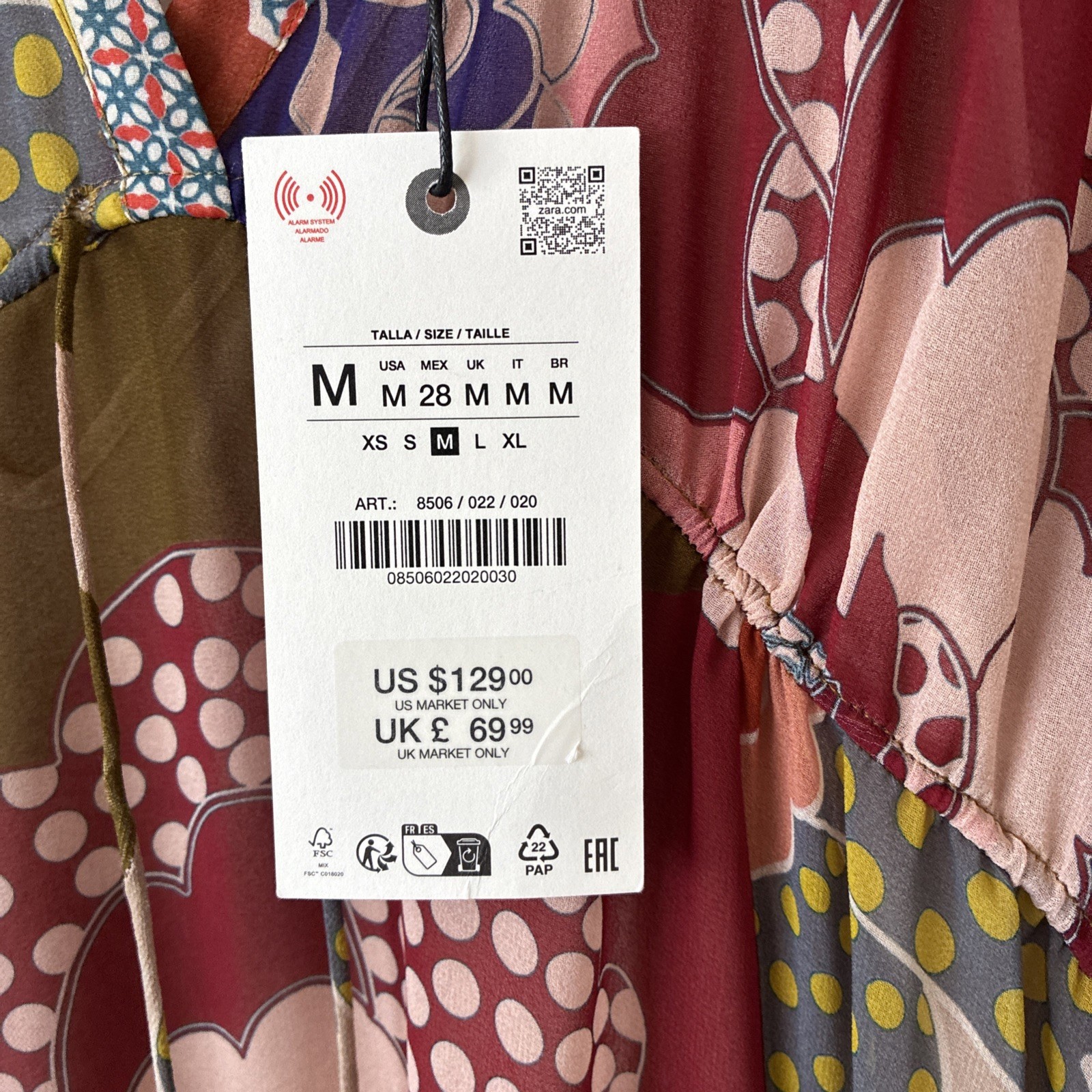 Zara ZW Collection Floral Print Long Maxi Dress Size M (Uk size 12/14) 8506/022