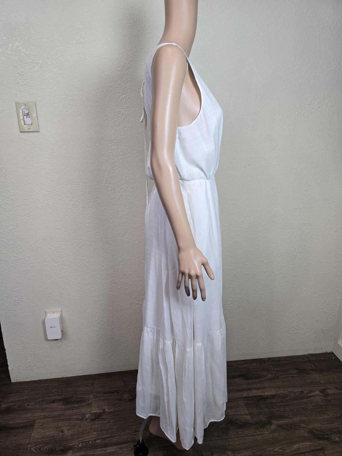 Banana Republic Open-Back Midi Dress White Snow Day sz small Whit Pockets
