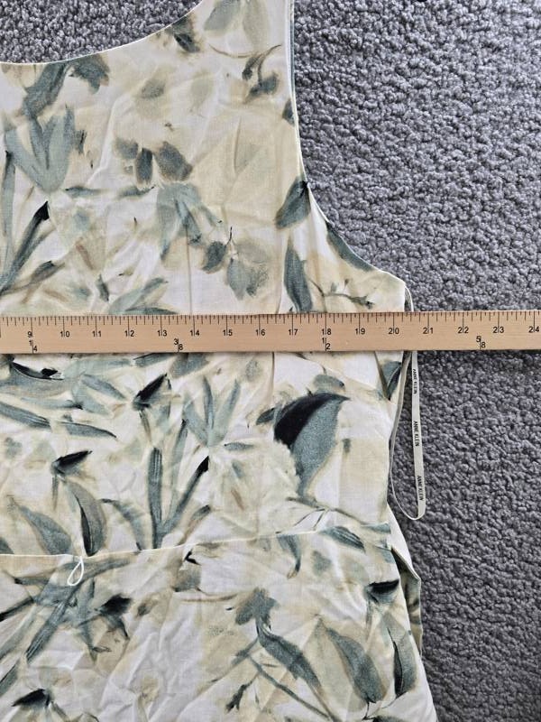 Anne Klein Linen Blend Floral-Print Tie-Waist Dress Women’s 16 White Dove Multi
