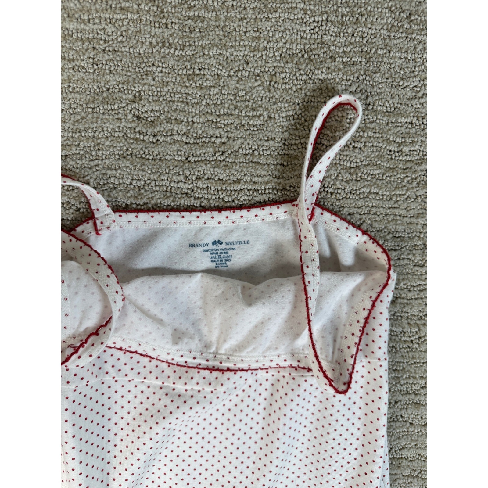 Brandy Melville White Red Polka Dot Scallop Coquette Mini Dress Cotton Italy