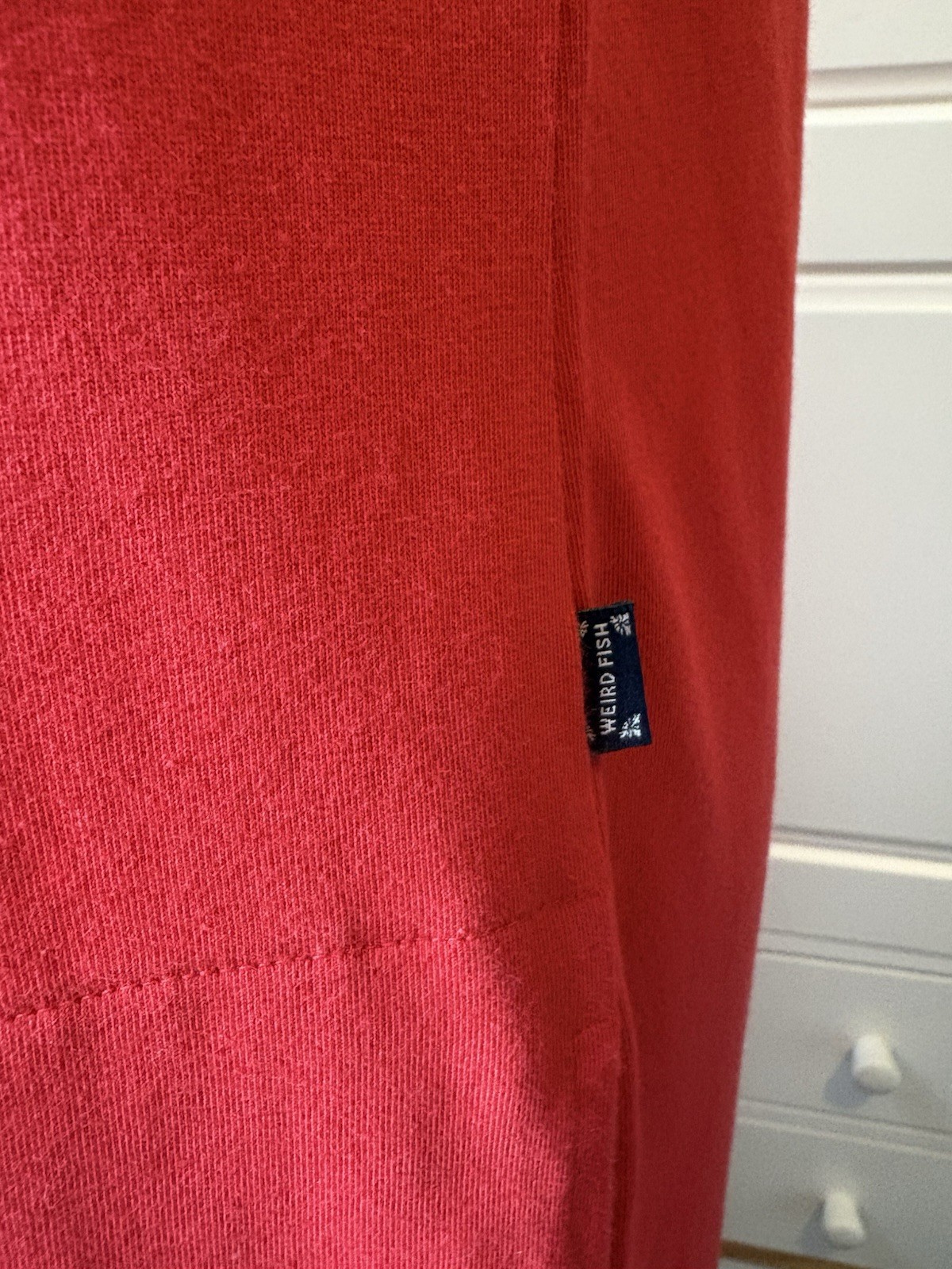 Weird Fish Red Embroidered Organic Cotton Dress Size 8 Sleeveless Pocket