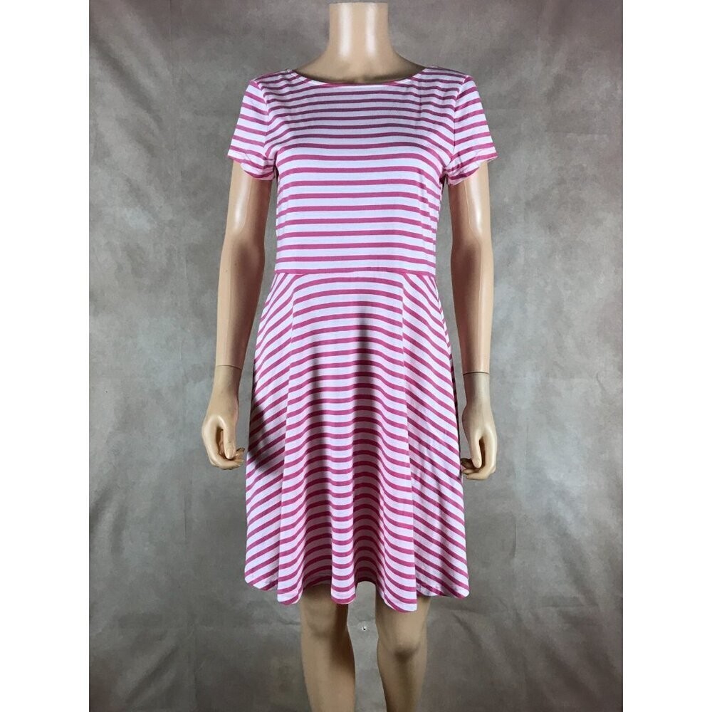 American Living Pink Striped Cotton Fit & Flare Dress Medium