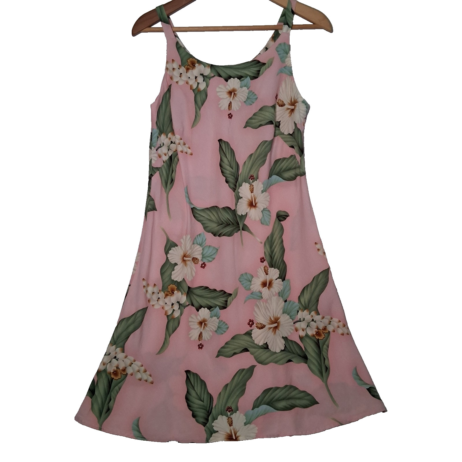 Vintage 1990s Young Hawaii Iolani Dress Small Pink Tropical Hawaiian Aloha READ
