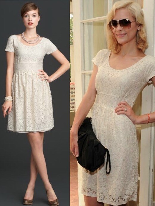 Banana Republic Mad Men Collection Metallic Cream Fit Flare Lace Dress 12